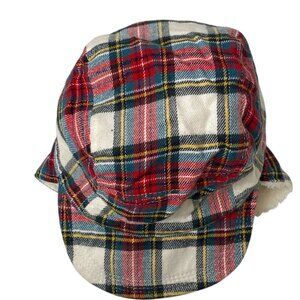 Baby Gap Red Plaid Hat 6-12mos Fleece Lined Trapper Hat